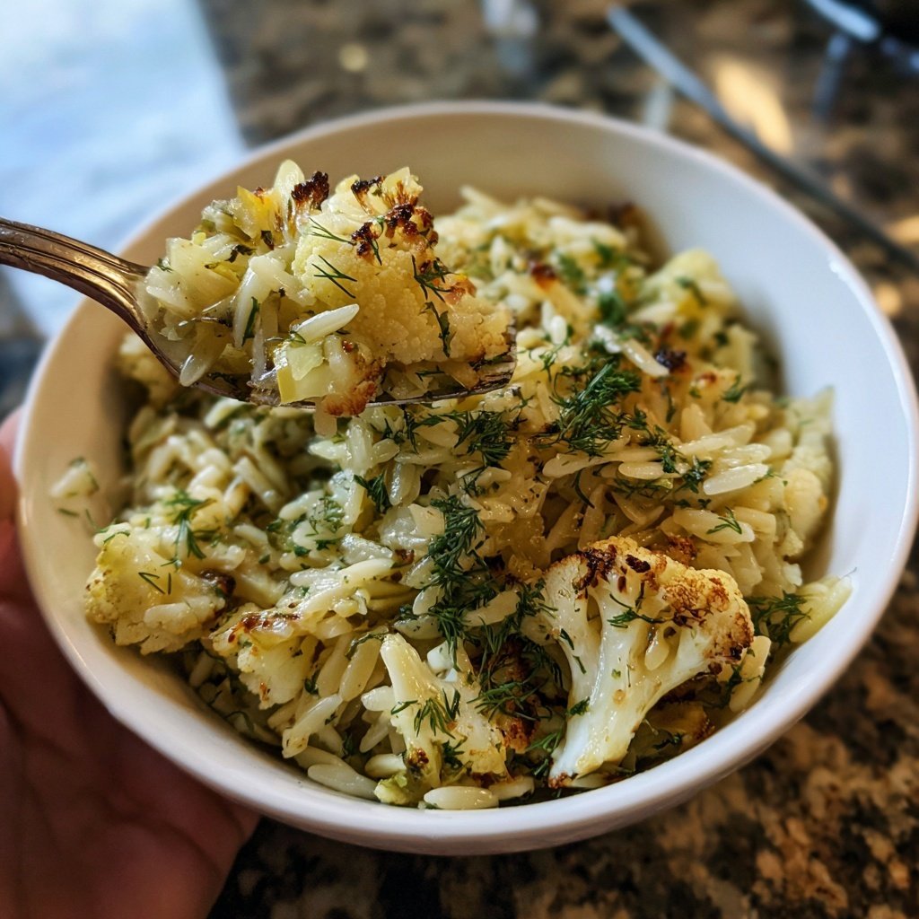 Charred Cauliflower Orzo with Lemon Dill