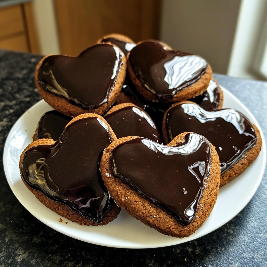 Gingerbread Hearts with Dark Chocolate Glaze