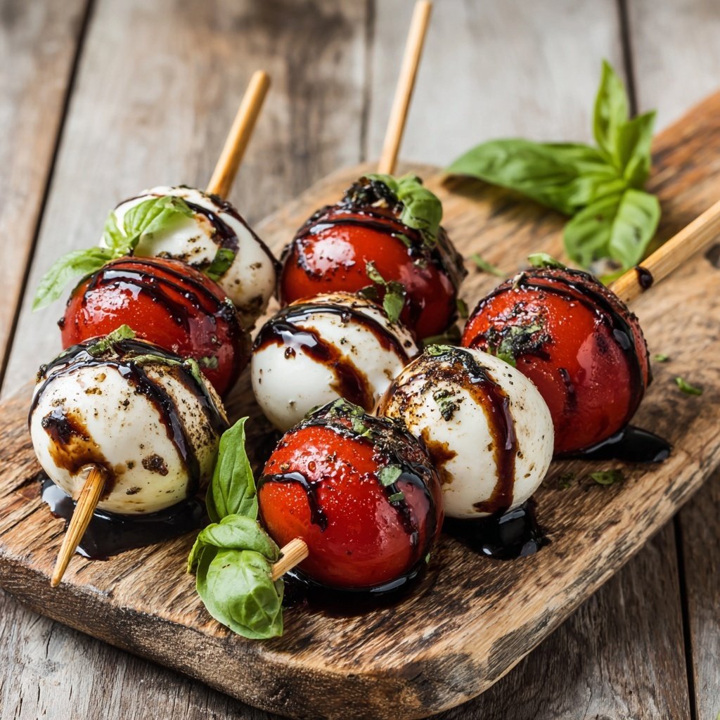 Caprese Skewers with Balsamic Glaze