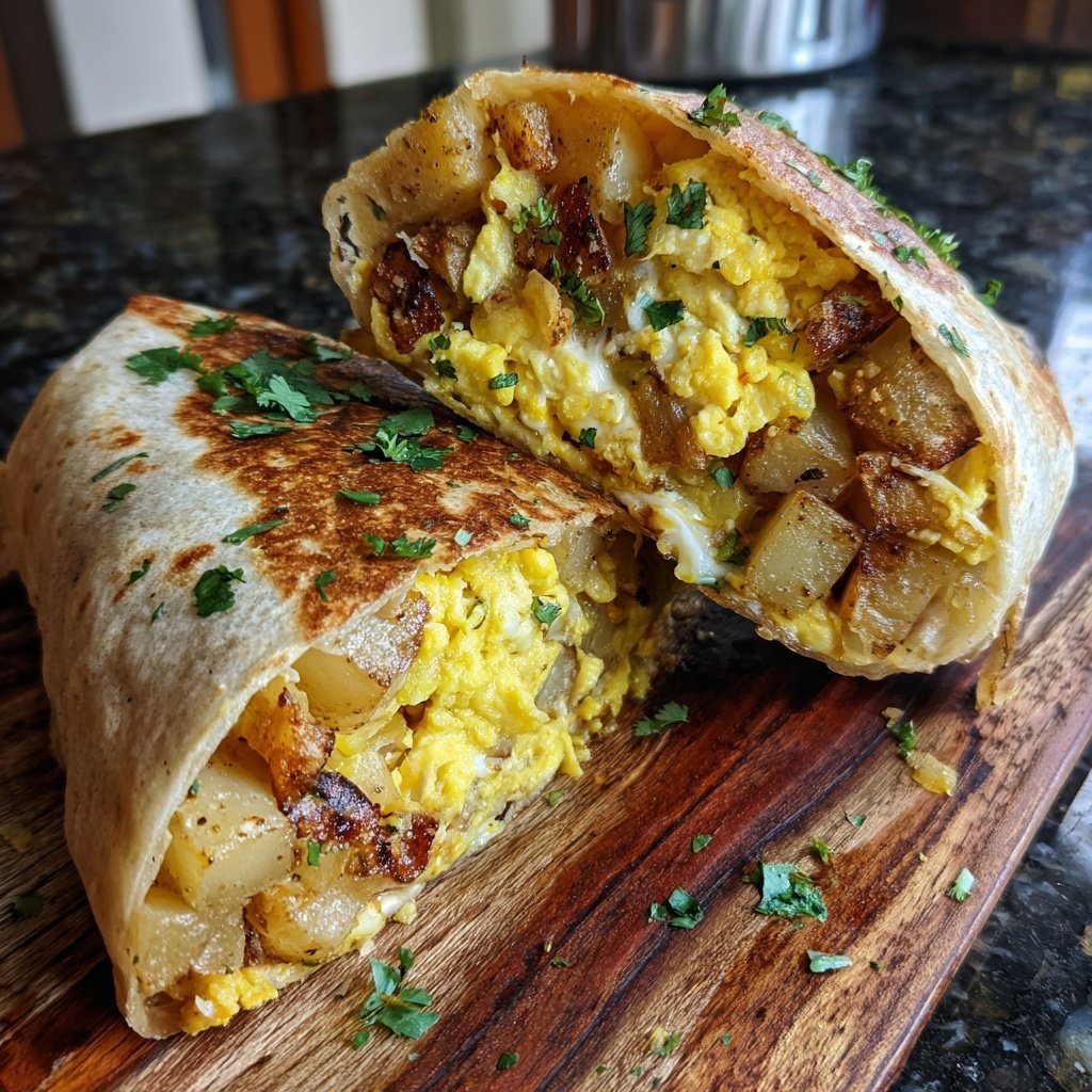Cozy Winter Breakfast Burrito with Eggs and Potatoes​