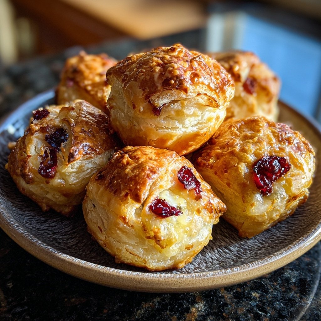 Puff Pastry Brie Bites with Cranberry