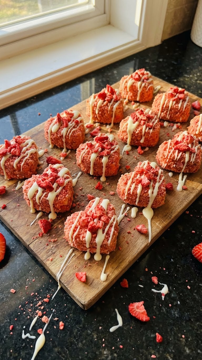 Sweetheart Strawberry Crunch Bites