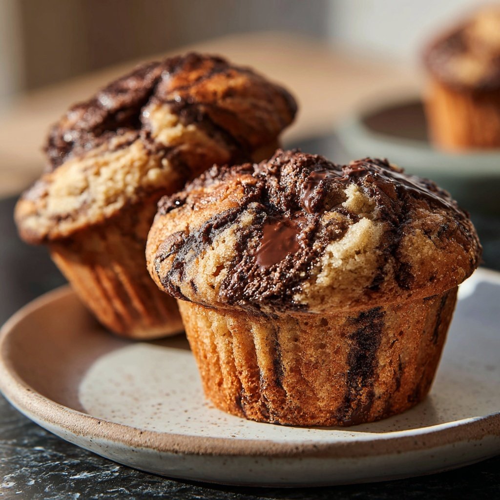 Chocolate Swirled Banana Muffins