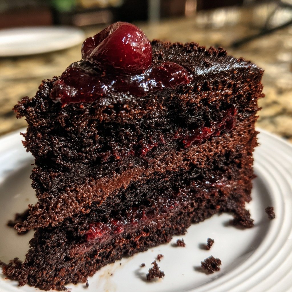 Black Cocoa Cake Basil Cherry