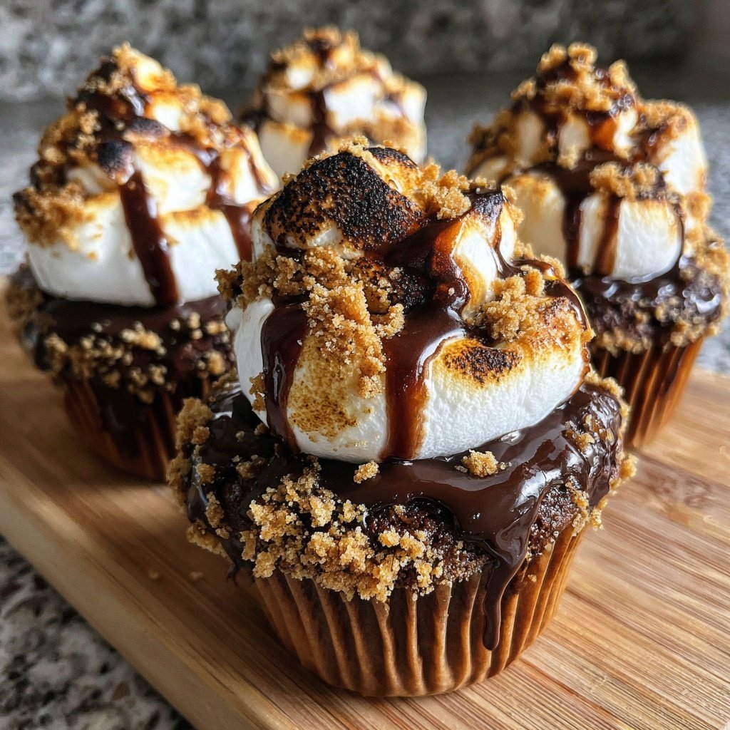 S’mores Chocolate Cupcakes